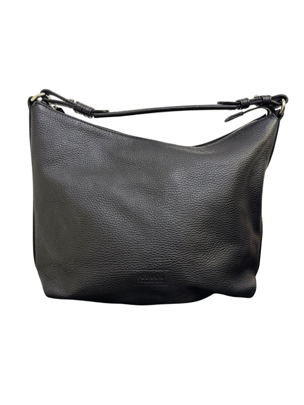 Armani Collezioni Black Pebbled Leather Shoulder Bag